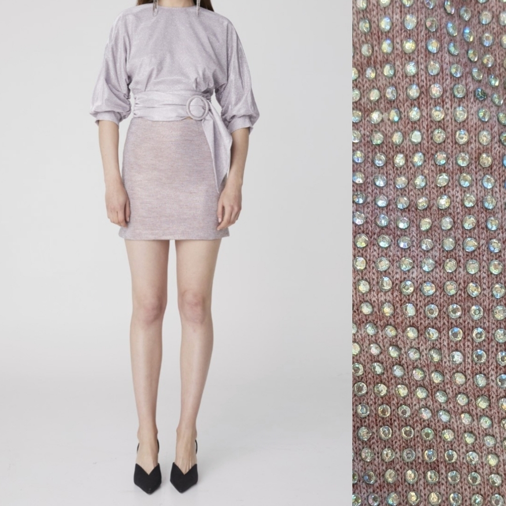Nwt ATOIR luminescent signal rhinestone jersey cosmic pink mini skirt 2